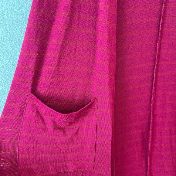 LuLaRoe Sarah Duster Cardigan Open Front Size XS Maroon Striped Pockets - Picture 5 of 9